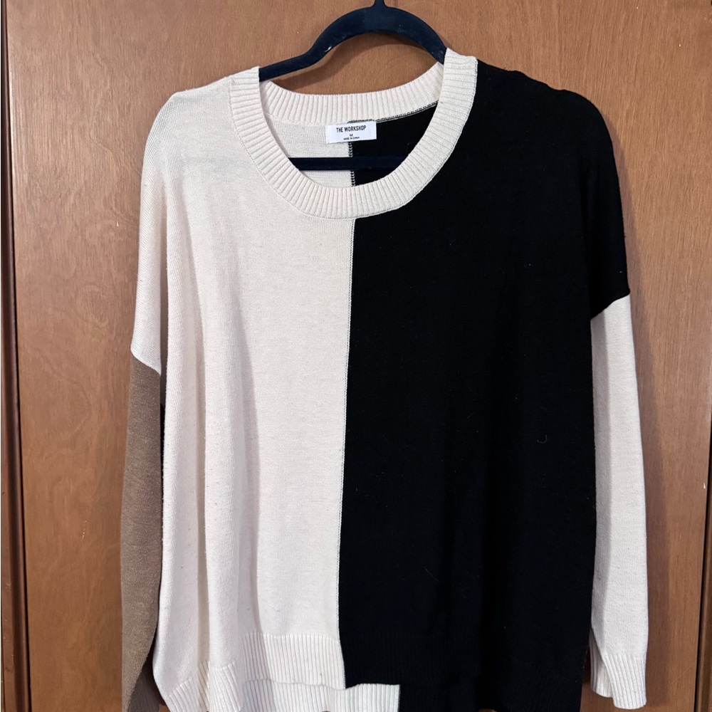 BCBGMAXAZRIA Black and Cream Women's Sweater